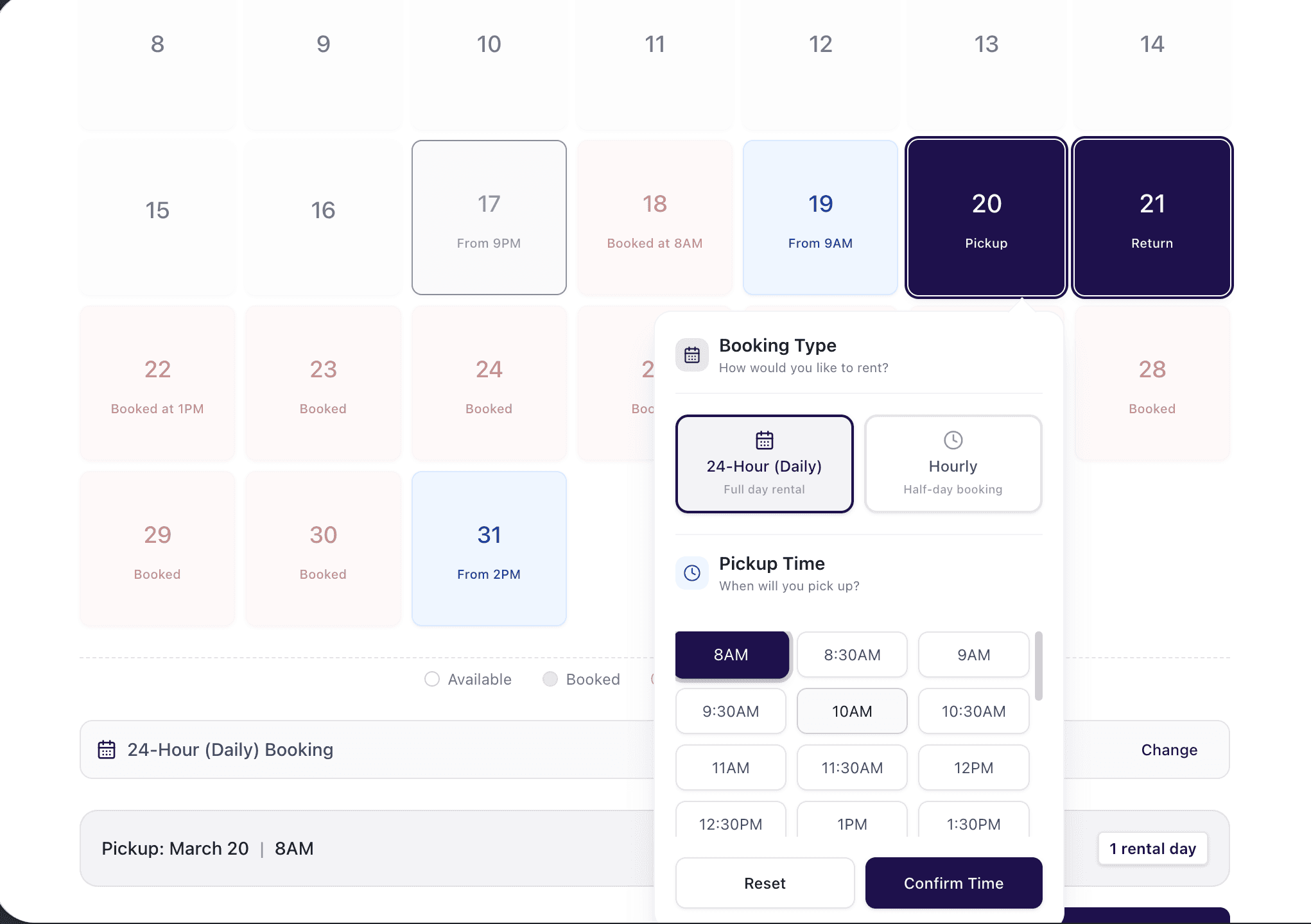 Rentaro calendar scheduling view
